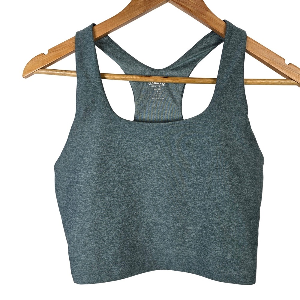 Old Navy Active Sports Bra Top Heathered Green Racerback Light Support Size S‎